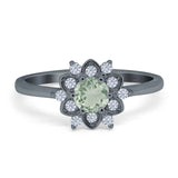 Art Deco Round Natural Stone Flower Ring