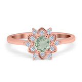 Art Deco Round Natural Stone Flower Ring