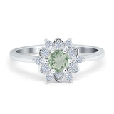 Art Deco Round Natural Stone Flower Ring