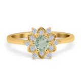 Art Deco Round Natural Stone Flower Ring