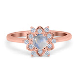 Art Deco Round Natural Stone Flower Ring