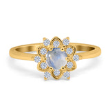 Art Deco Round Natural Stone Flower Ring