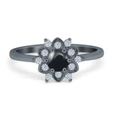Art Deco Round Natural Stone Flower Ring