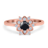 Art Deco Round Natural Stone Flower Ring