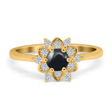 Art Deco Round Natural Stone Flower Ring