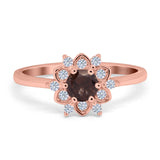 Art Deco Round Natural Stone Flower Ring