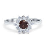 Art Deco Round Natural Stone Flower Ring