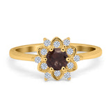 Art Deco Round Natural Stone Flower Ring