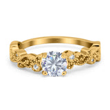 Round Natural Stone Filigree Beaded Ring