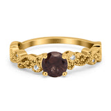 Round Natural Stone Filigree Beaded Ring
