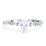 Art Deco Pear Teardrop Moissanite Wedding Ring 925 Sterling Silver