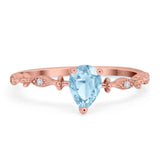 Art Deco Pear Natural Stone Wedding Ring