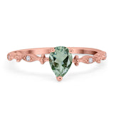 Art Deco Pear Natural Stone Wedding Ring