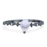 Art Deco Pear Natural Stone Wedding Ring