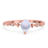 Art Deco Pear Natural Stone Wedding Ring