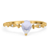 Art Deco Pear Natural Stone Wedding Ring