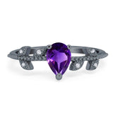 Leaf Style Pear Natural Stone Beaded Ring