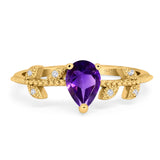 Leaf Style Pear Natural Stone Beaded Ring