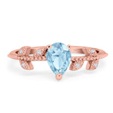 Leaf Style Pear Natural Stone Beaded Ring