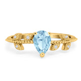 Leaf Style Pear Natural Stone Beaded Ring