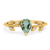 Leaf Style Pear Natural Stone Beaded Ring