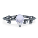 Leaf Style Pear Natural Stone Beaded Ring