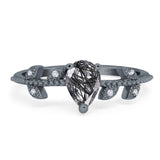 Leaf Style Pear Natural Stone Beaded Ring