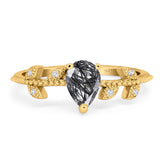 Leaf Style Pear Natural Stone Beaded Ring