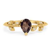 Leaf Style Pear Natural Stone Beaded Ring