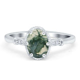 Vintage Style Oval Natural Stone Ring