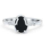 Vintage Style Oval Natural Stone Ring