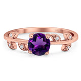 Round Natural Stone Leaf Style Ring