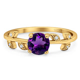 Round Natural Stone Leaf Style Ring