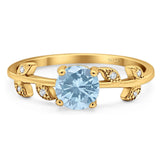 Round Natural Stone Leaf Style Ring