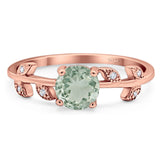 Round Natural Stone Leaf Style Ring