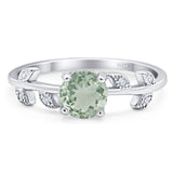 Round Natural Stone Leaf Style Ring