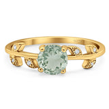 Round Natural Stone Leaf Style Ring