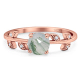 Round Natural Stone Leaf Style Ring