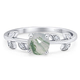 Round Natural Stone Leaf Style Ring