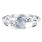 Round Natural Stone Leaf Style Ring