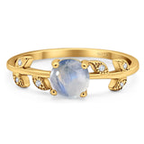 Round Natural Stone Leaf Style Ring