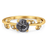 Round Natural Stone Leaf Style Ring