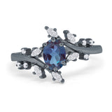 Floral Oval Natural Stone Wedding Ring