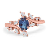 Floral Oval Natural Stone Wedding Ring