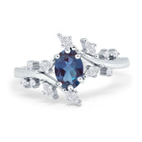 Floral Oval Natural Stone Wedding Ring