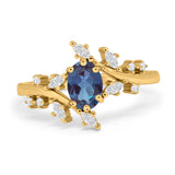 Floral Oval Natural Stone Wedding Ring