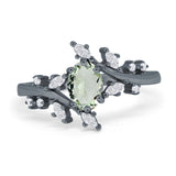 Floral Oval Natural Stone Wedding Ring