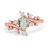 Floral Oval Natural Stone Wedding Ring