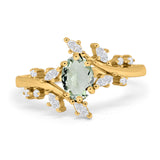 Floral Oval Natural Stone Wedding Ring