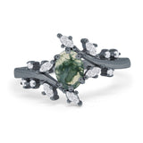 Floral Oval Natural Stone Wedding Ring